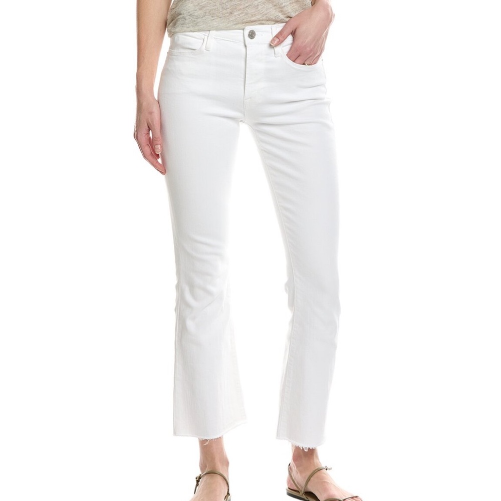 FRAME Le Crop Mini Boot Mid Rise Jeans Blanc White
